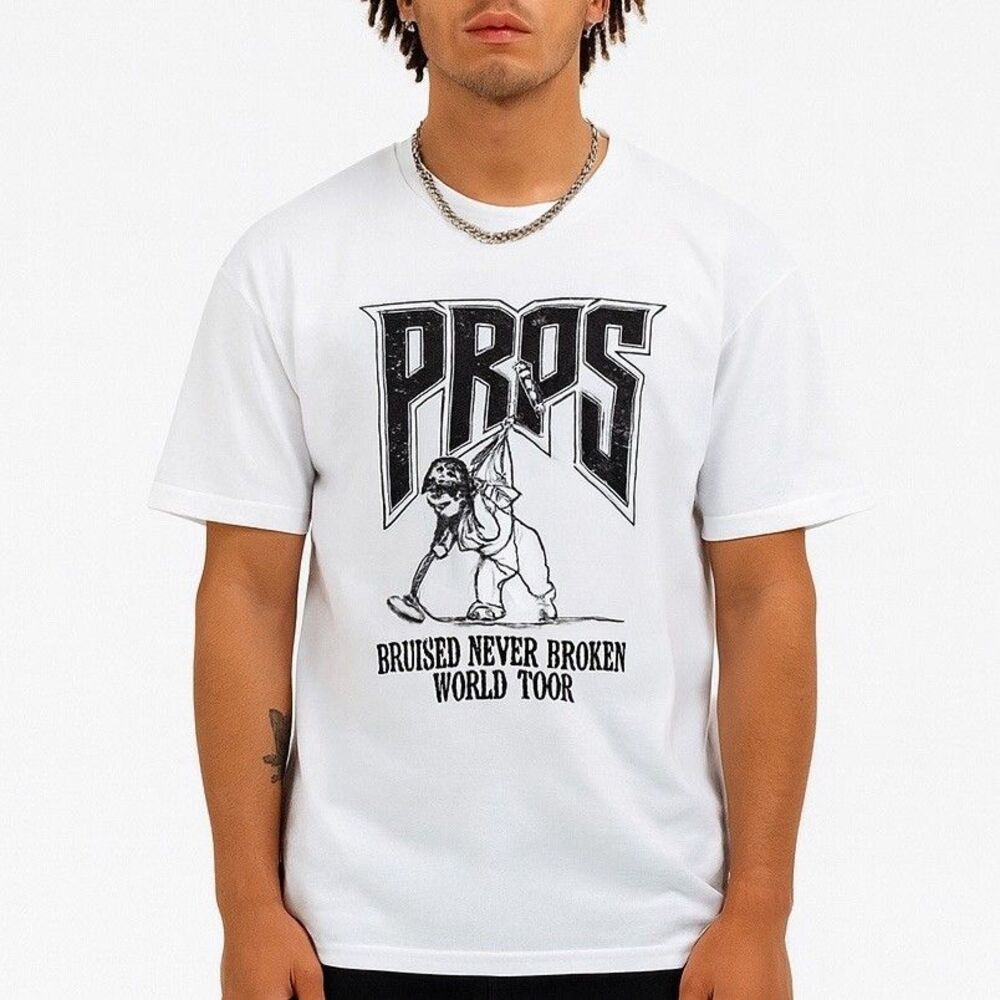 PRPS T Shirt‎ Mens 3XL White Graphic Bruised Never Broken World Tour Streetwear